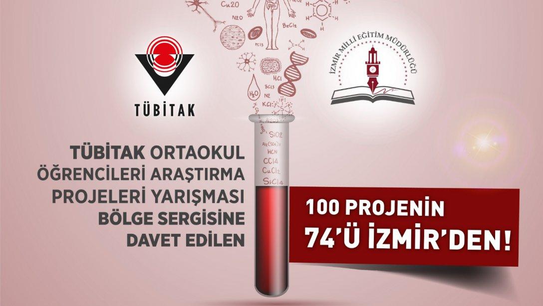 TÜBİTAK Ortaokul Öğrencileri Araştırma Projleri Yarışması Bölge Sergisine Davet Edilen 100 Projenin 74'ü İZMİR'DEN!